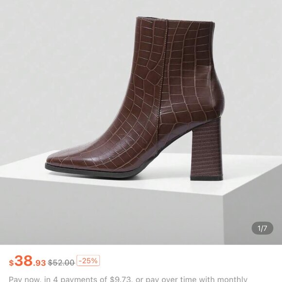 Croc Embossed Brown Boots - Picture 7 of 7